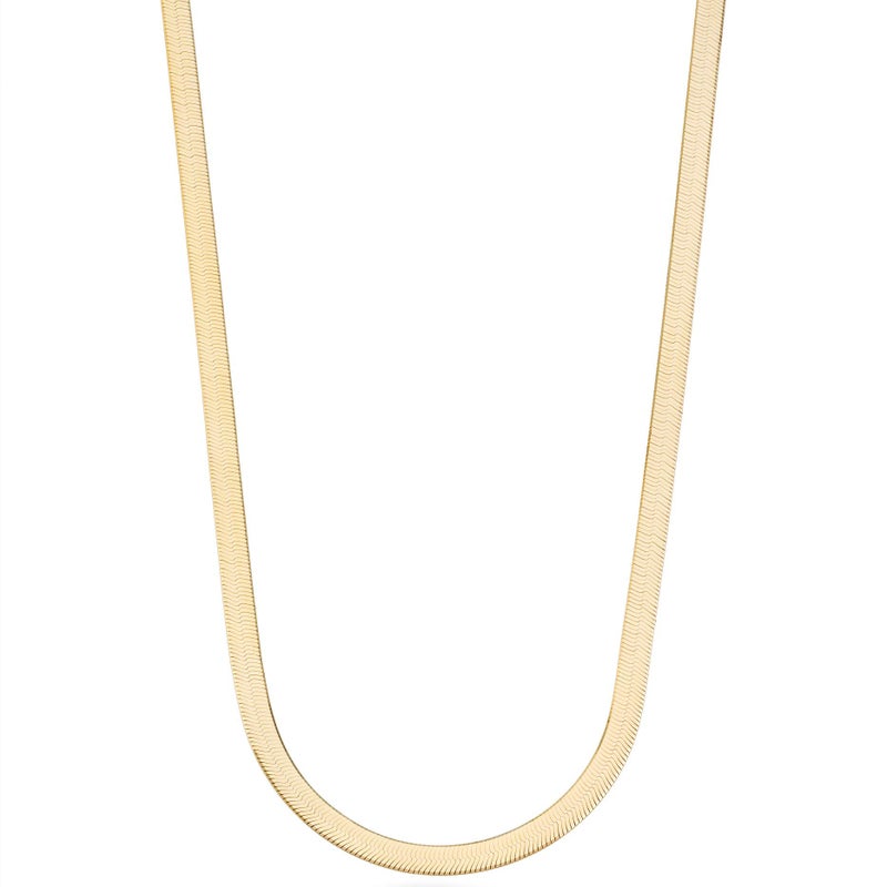 Miabella Italian Solid 925 Sterling Silver, 18Kt Gold Plated 4.5mm Flexible Flat Herringbone Chain Necklace Women, Made in Italy (YG, Length 20 Inches) - Image 1